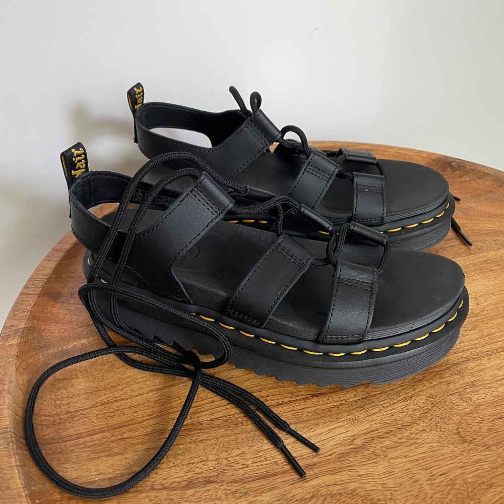 Dr. Martens Nartilla Women’s Leather Gladiator Sandals Black US 7 EU 38